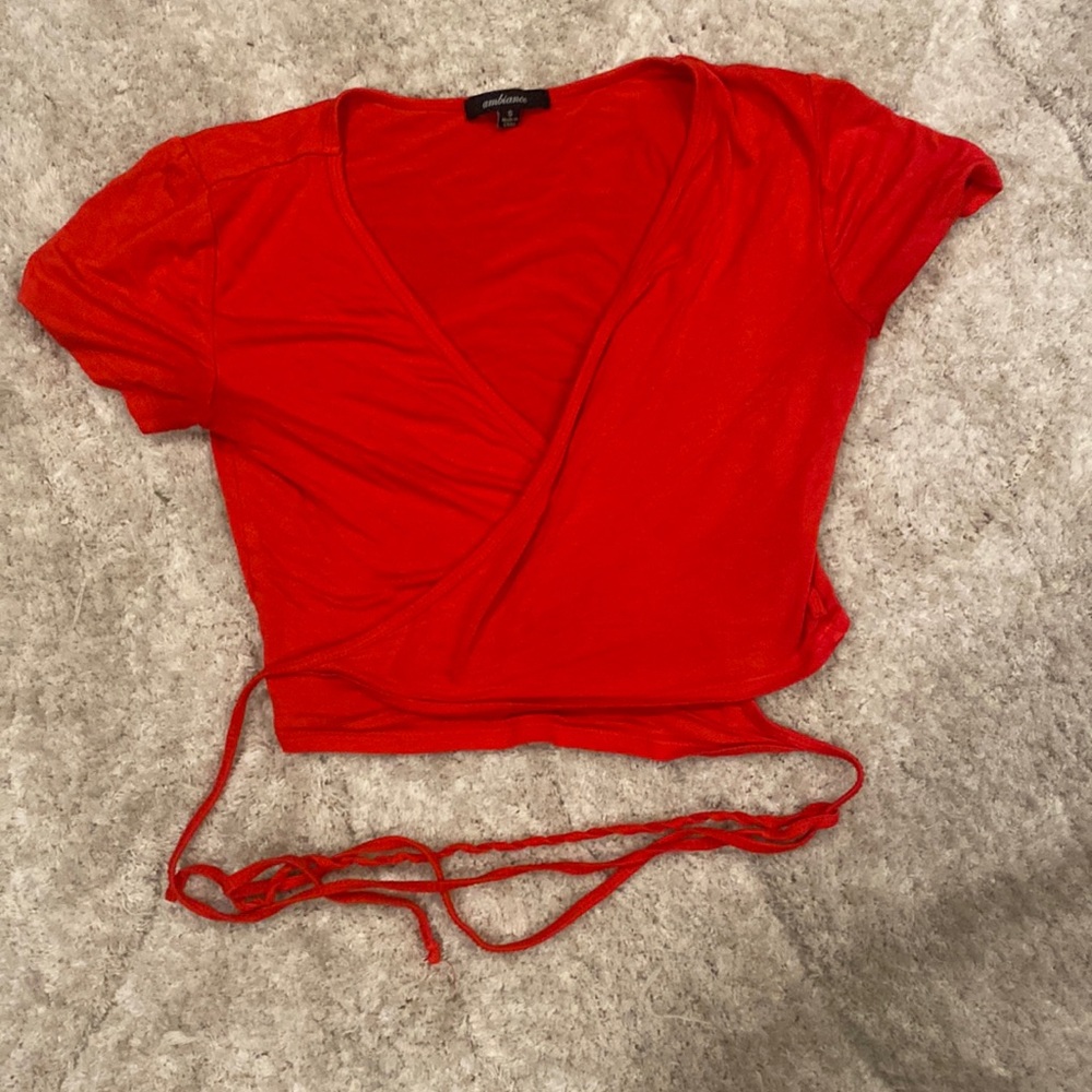 Red wrap top